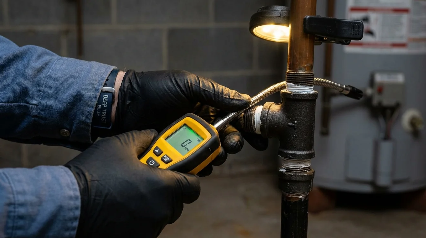 Gas leak detection with electronic sniffer by Johns Plumbing LLC in Paulden