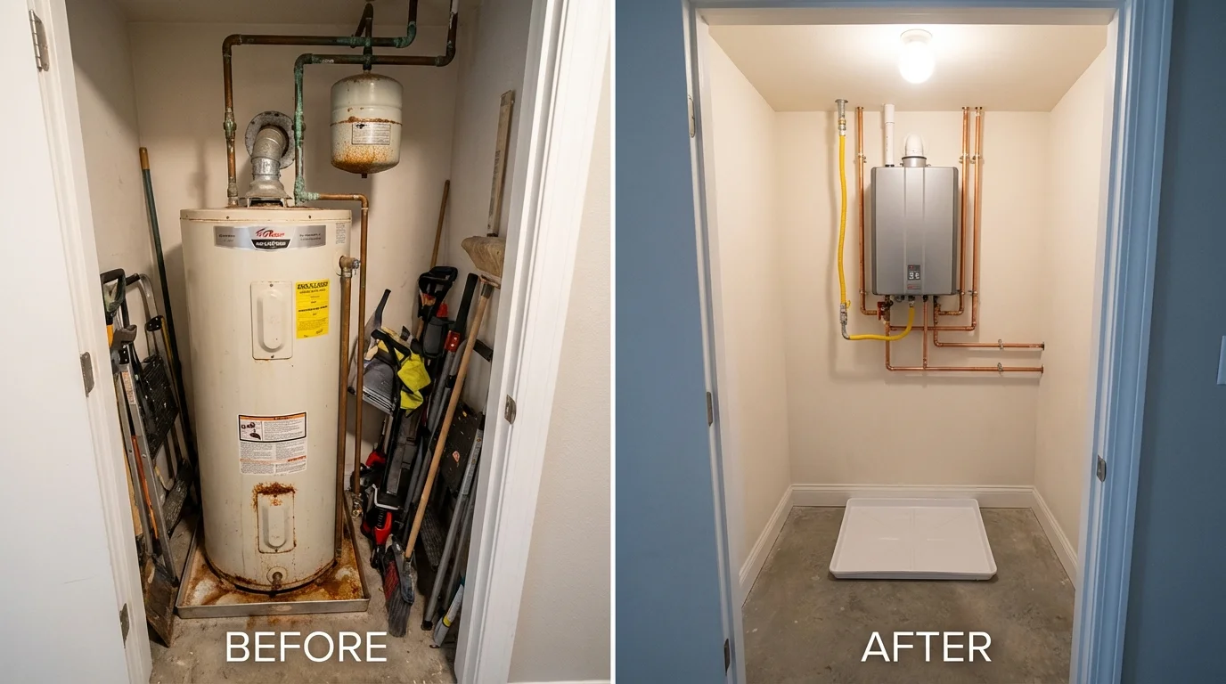Tank water heater versus wall-mounted tankless unit comparison for Paulden, AZ homeowners