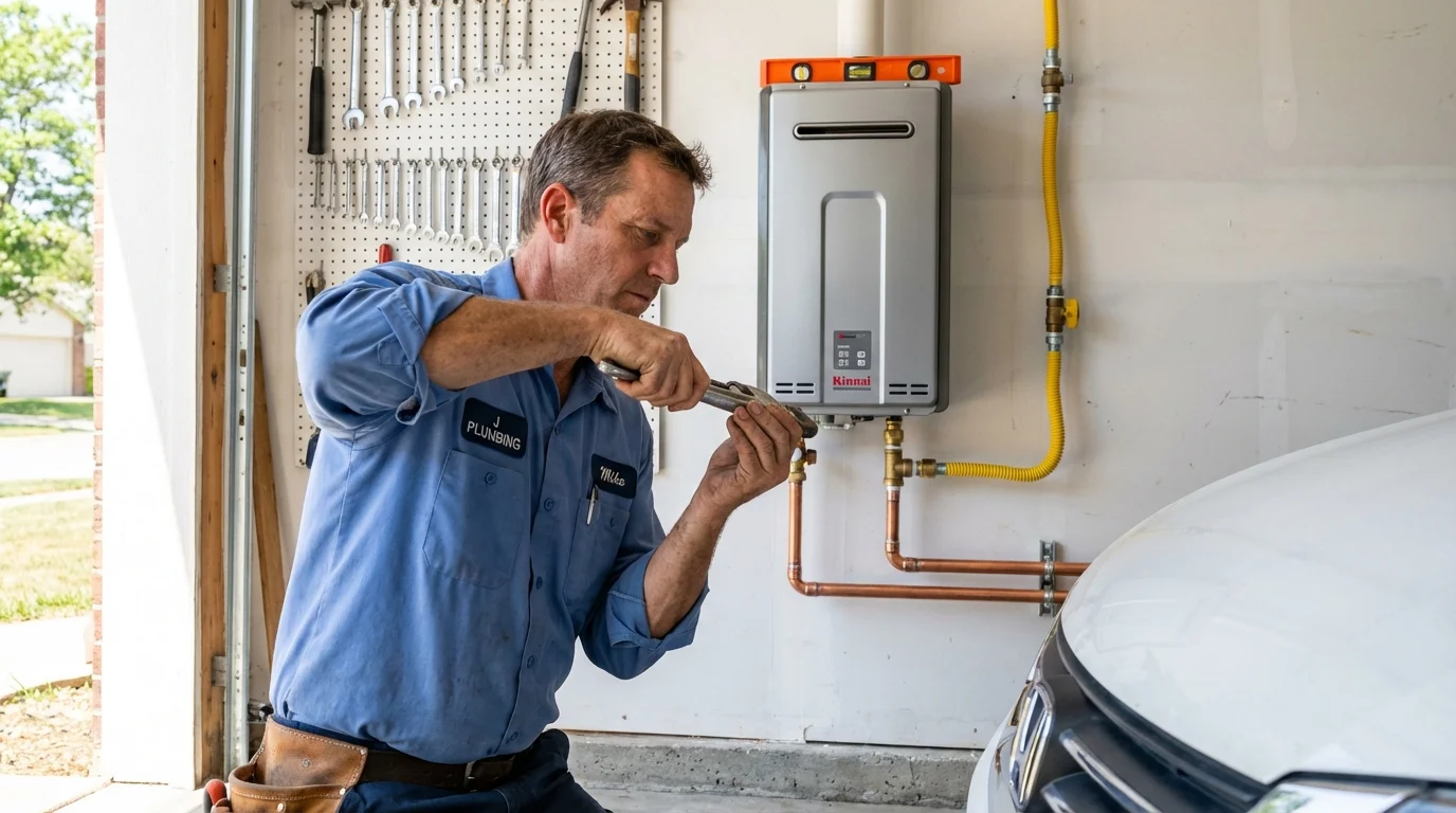Tankless water heater installation by a Johns Plumbing LLC plumber in Paulden
